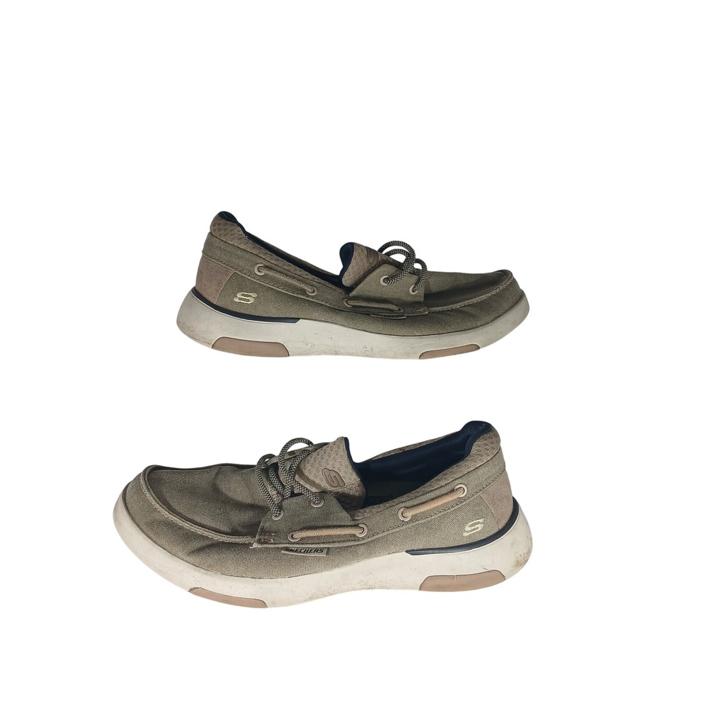 Skechers Boat Shoes 7.5 Taupe 65896 Goga Mat Arch Comfort Loafers